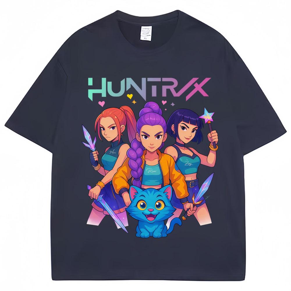 Kpop Anime Demon Hunters Huntrix Derpy Tiger Tshirt Men Women Aesthetic Vintage T Shirts Oversized Cotton Classic Street T-shirt