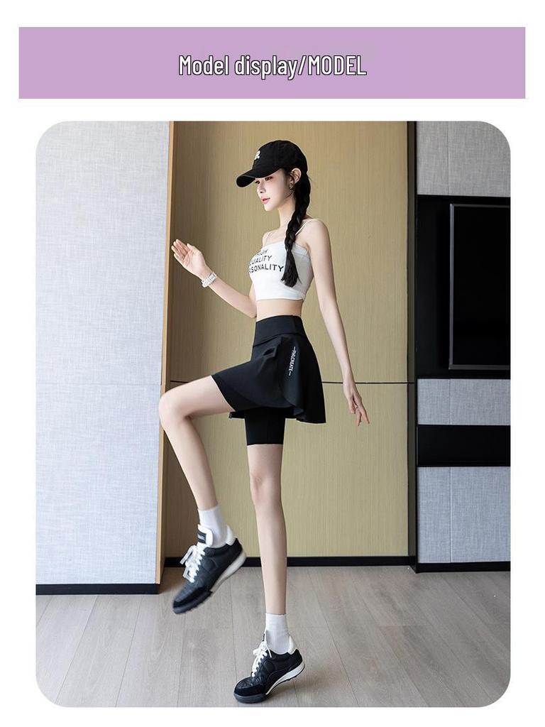 Damen Übergröße Zweiteiliger Rock mit Shorts und Taschen - Sommer Rad- & Yoga-Bekleidung