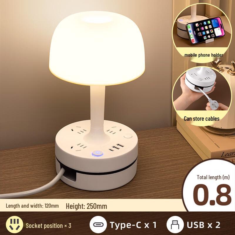 

Semi-Circular Retractable Power Strip with LED Desk Lamp and USB CN plug (adapter included)