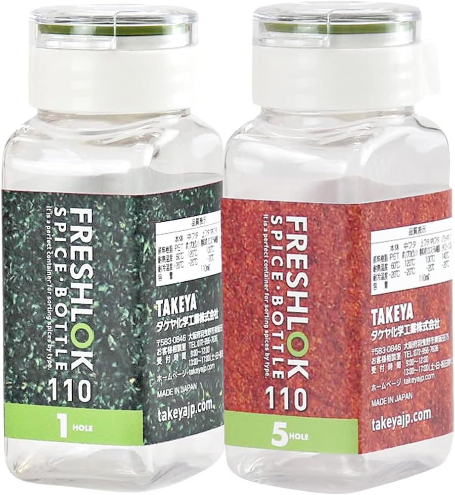 

TAKEYA Chemical Industry FRESHLOK Spice Bottle 110ml Green 1HOLE 5HOLE of Seasoning Storage Container High Airtightness & (Set 2) зелёный