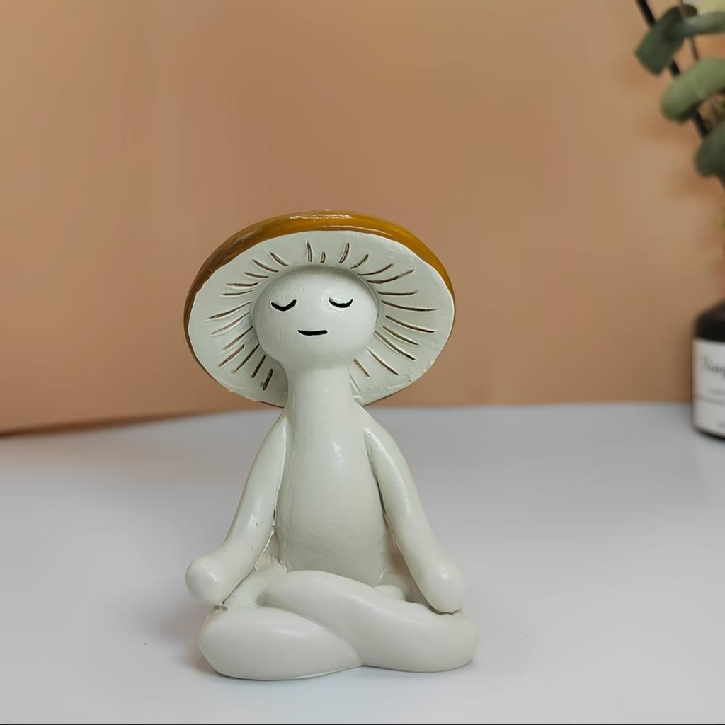 Charmante Harz-Pilz-Yoga-Meditationsstatue - Gelassene Heim-, Garten- & Bürodekoration, Perfekt für Weihnachten, Erntedankfest