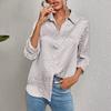 QICED Women's Spring Summer Lapel Open Button Leopard Print Jacquard Shirt Temperament Commuter Long Sleeve Shirt