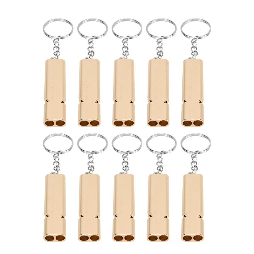 10 Pcs Aluminum Alloy Emergency Survival Whistle 120dB Loud Loud Sound Double Tube Whistle High Frequency Whistle Outdoor Sports
