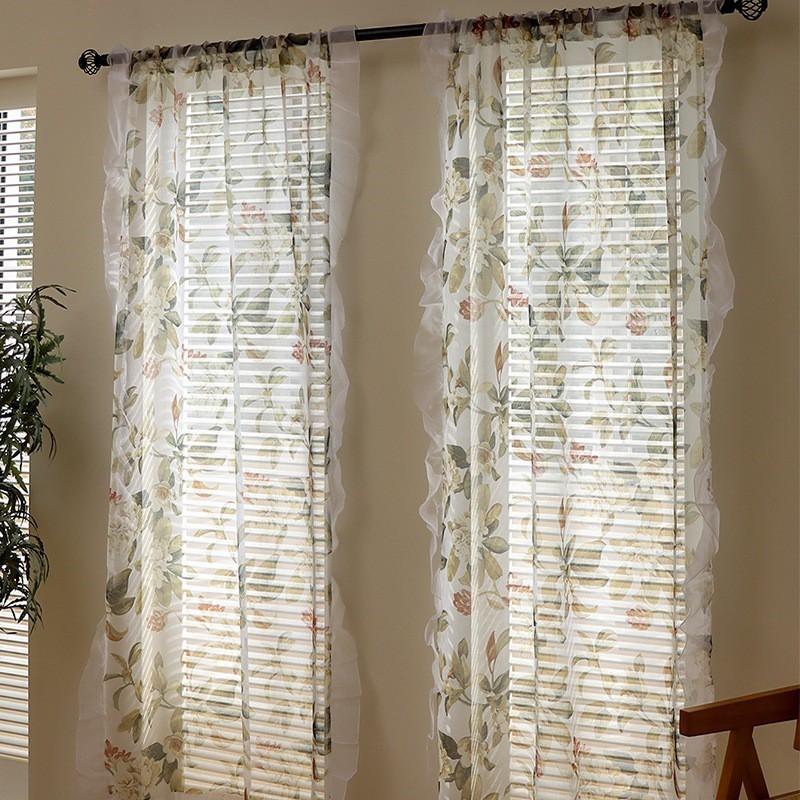 Rustic American Farmhouse Sheer Curtain Panel With Crochet Lace Trim Living Room Balcony Bedroom Window Treatment