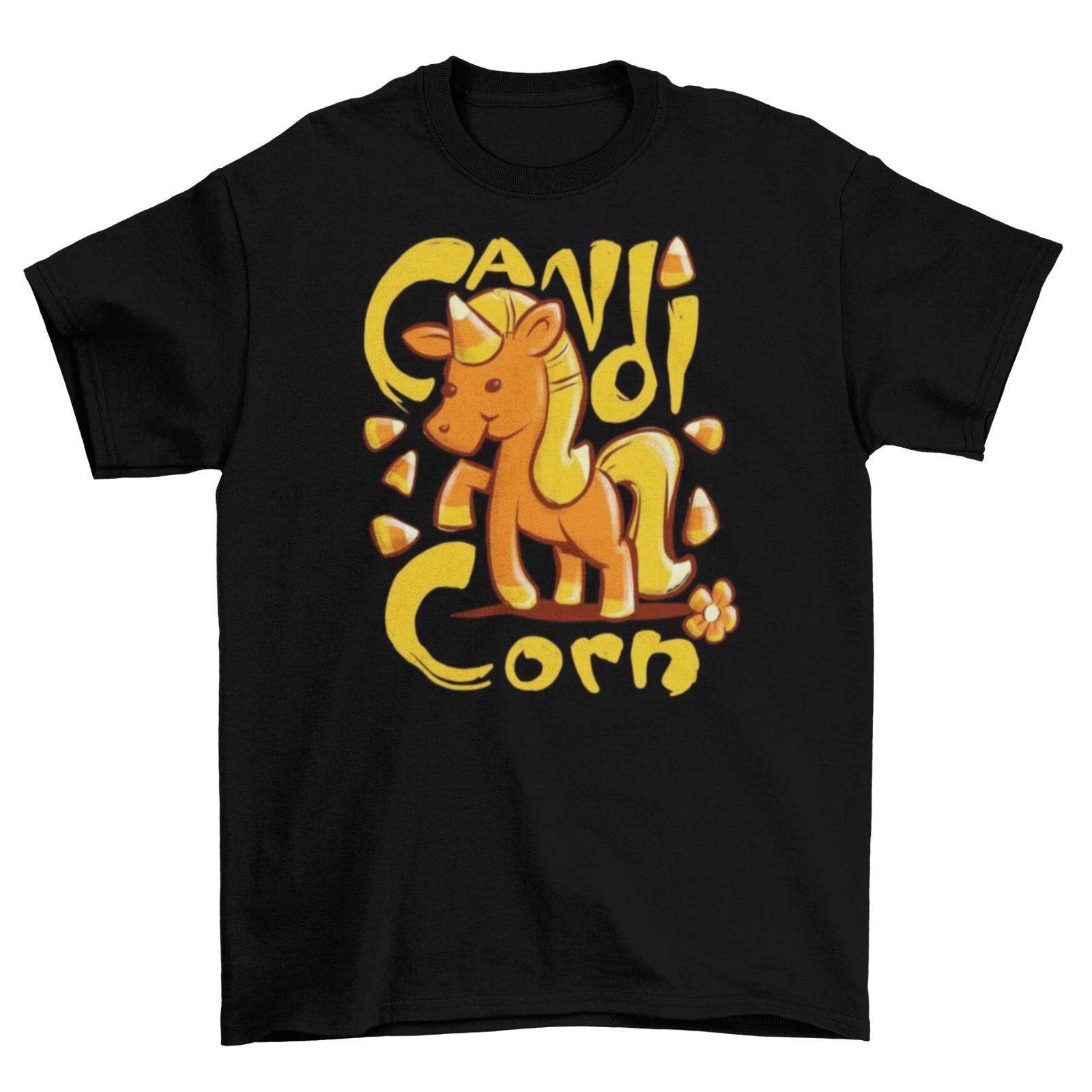 Candy Corn Unicorn T-Shirt Unisex Funny Halloween Trick or Treat Adult Sizes New XL