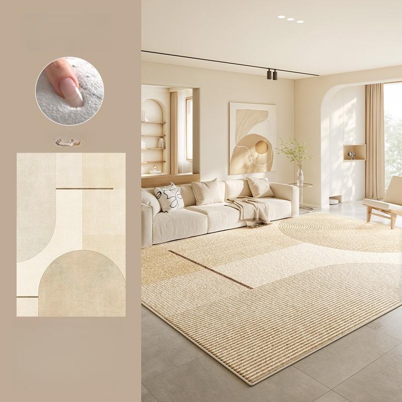 Large Area Rugs for Bedroom Cream Style Living Room Decoration Line Carpet Thick Plush Study Floor Mat Fluffy Soft Cloakroom Rug