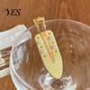 Smooth Opening Hair Clip Acetate Sheet Plate Hairpin, Rounded Rhinestones Inlay Pin, Elastic Clasp for Bangs And Broken Gentle Pattern