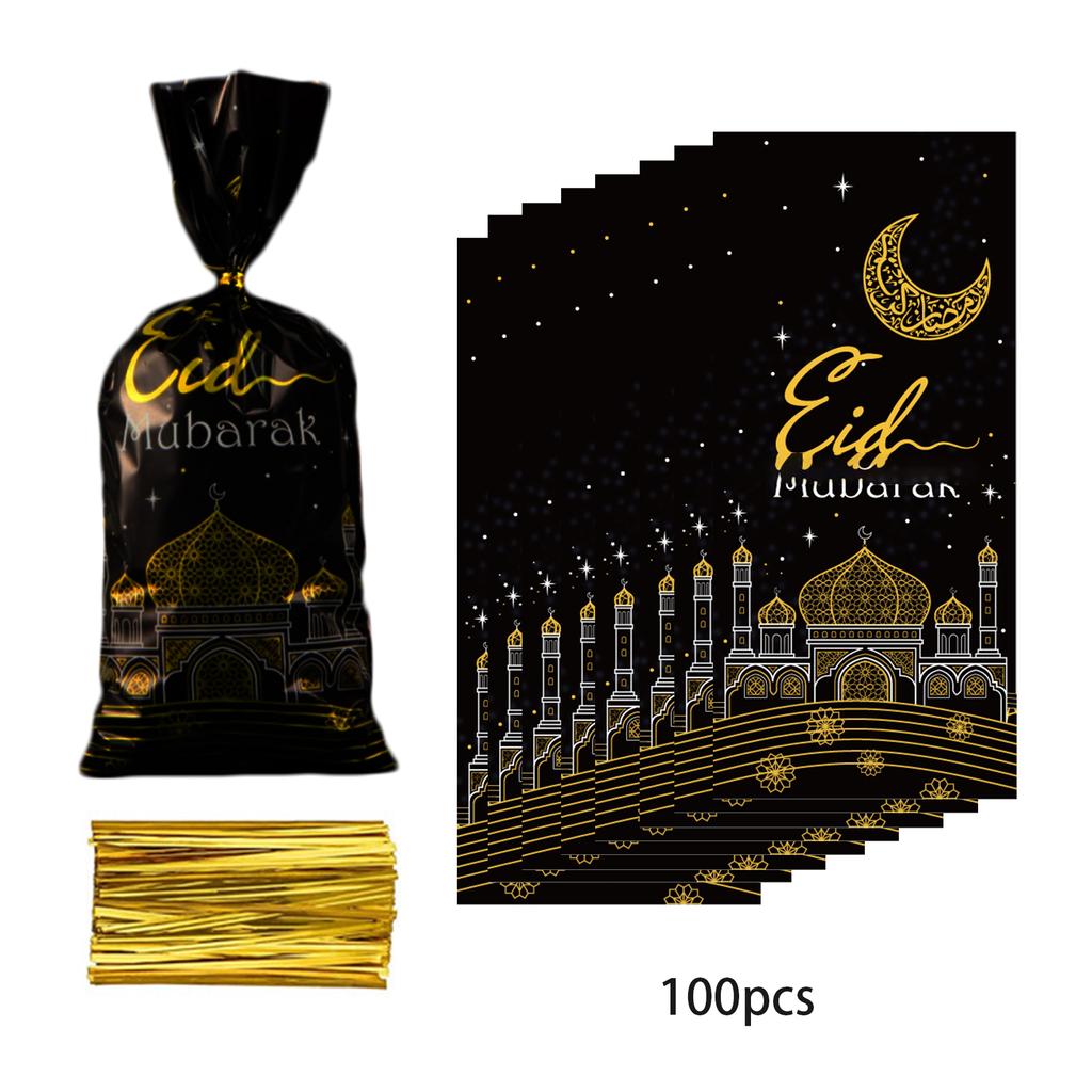 50/100 Stück Eid Mubarak Geschenktüten mit Kordel Feiertagsverpackungsbeutel für Kinder Mädchen Jungen Geburtstagsparty