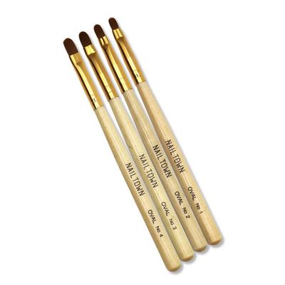 Nail Tools NAILTOWN Gel Brush Set of 4 with Gel Nylon Nail Brush (irogel) Caps, Oval, Flat, Resin, Self-Nail, Brush, [Oval]