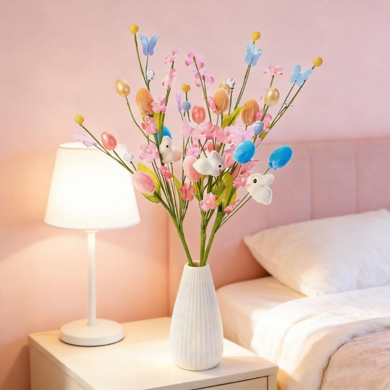 Simulated Rabbit Twig Ornament Artificial Easter Stem Bouquet Furnishing Decoration Decorative Picks Accessories
