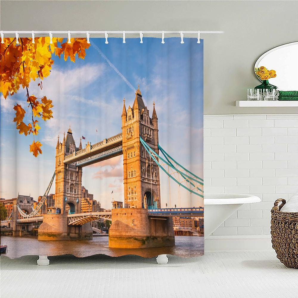 

Винтажный стиль Ретро пейзаж Занавеска для ванной Водонепроницаемая ткань Шторки для душа Экран для ванны для ванной комнаты Домашний декор W90xH180cm