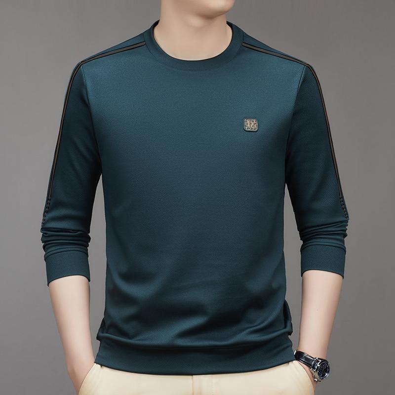 Autumn Long-Sleeved T-shirt Men's Undershirt Young and Middle-Aged Round Neck Fashion Trendy Sweater Men's