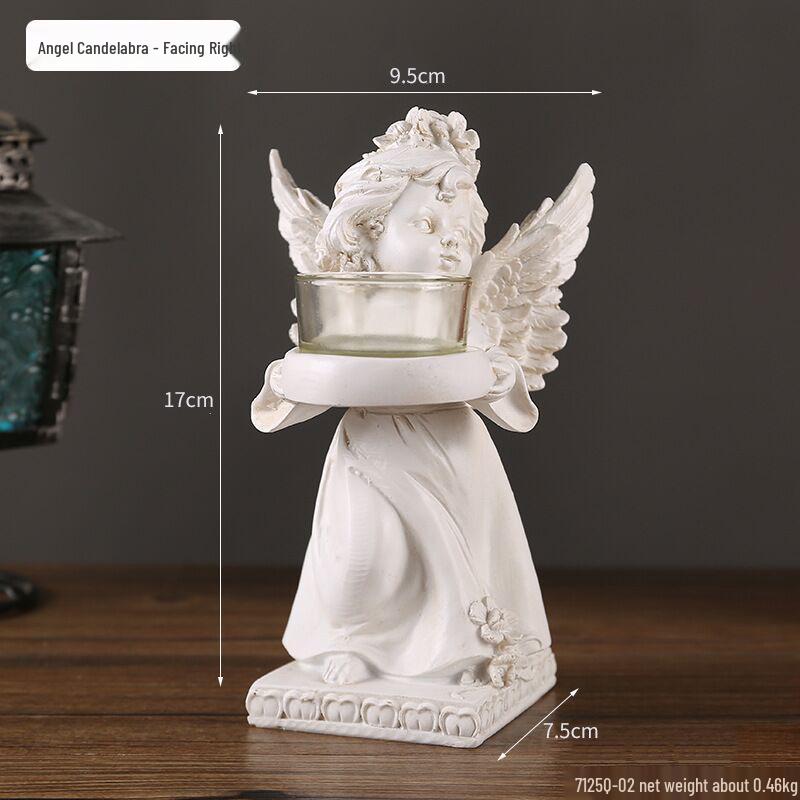 Европейский ретро подсвечник в виде ангела, смоляная фигурка для декора романтического ужина при свечах