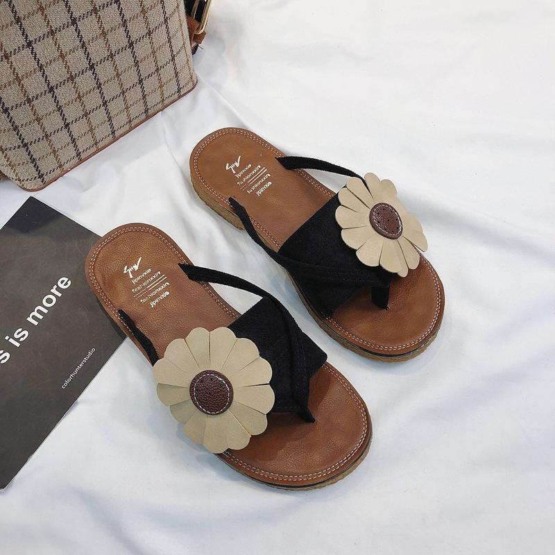 Новые летние женские шлепанцы с цветочным декором, легкие противоскользящие дышащие женские тапочки 35