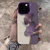 Purple Ginkgo Leaf Design Silver Shell Phone Case for Apple 17/16/15 Pro, 14 Pro Max, and 13.