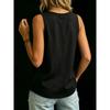 Fashion Loose Women Solid Color Irregular Sleeveless Round Neck Tank Top