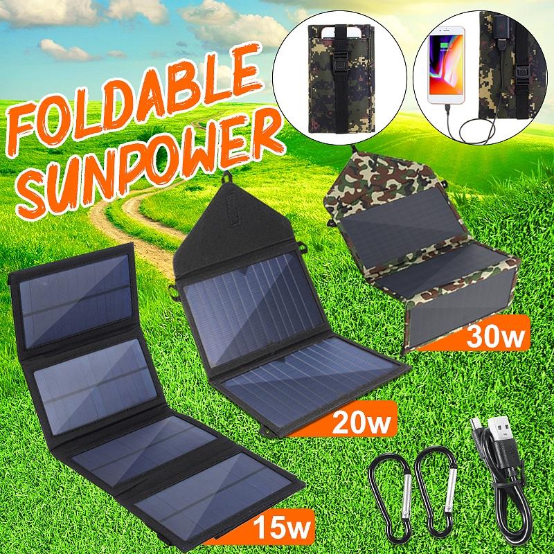 15W 5V Foldable Monocrystalline Waterproof Charger Sun Power Bank for Phone Battery USB Portable Folding Solar Panel