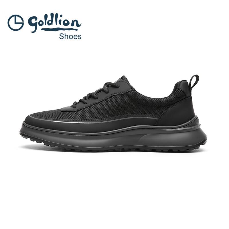 Goldlion Men's Casual Shoes, Lightweight Comfortable Breathable Sports Mesh Shoes G551410345AAE Black Size 40