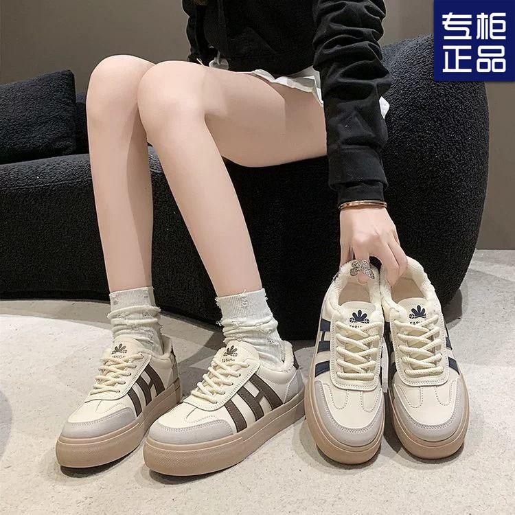 Retro velvet warm moral training shoes women's winter new thick-soled versatile casual sports board shoes