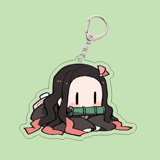 Sweet Demon Slayer Nezuko new cute creative anime cartoon pattern double-sided acrylic keychain fashionable decoration accessory