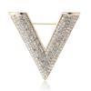 Japan And Korea Fashion Versatile Alloy Rhinestone Big V Brooch Creative Design Women'S Suit Coat Corsage Jewelry Pin