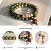 Green Sandalwood Double Circle Bracelet: Wenwan Buddhist Beads for Wealth and Fortune, Unisex