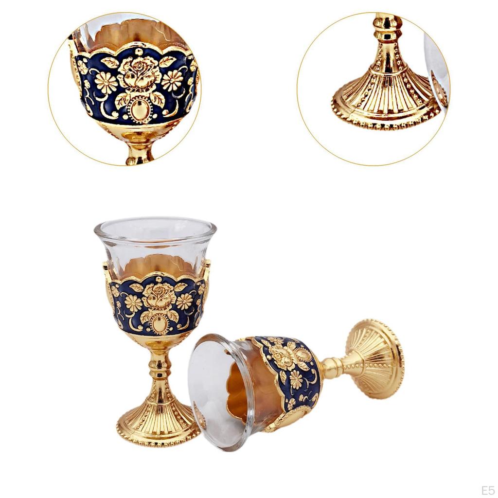 2 Pieces Embossed Wine Cup Toasting Glasses Mini Communion Goblet for Weddings Travel