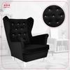 Diana Scandinavian Family Mebl Wing Chair, Black Velvet, Velvet, Velvet