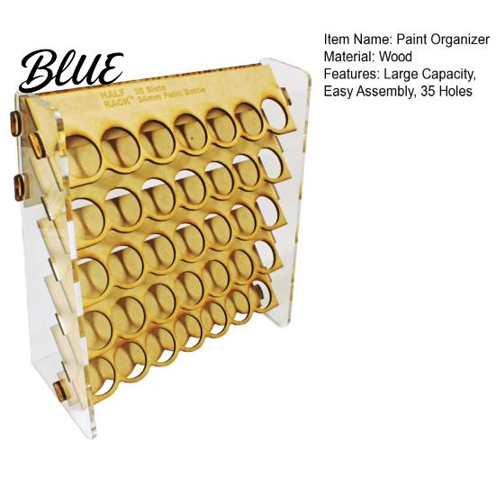 Paint Storage Stand Organizer for Artists 34mm Round Pigment Bottle Rack 35 Holes Upright Holder Easy Assembly Stable Station Caddy with Handle Shelf