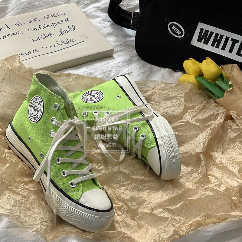 Round Label Canvas Shoes Student Men and Women Couple Shoes 211