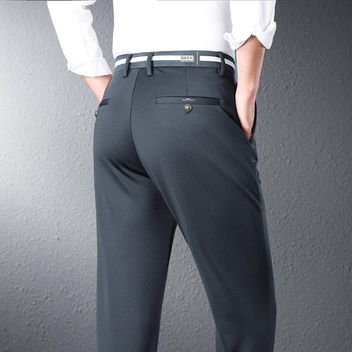 

2024 Летние тонкие мужские повседневные брюки прямого покроя, свободные брюки в стиле вестерн, эластичные деловые длинные брюки из ледяного шелка 32