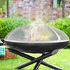 Fire Pit Spark Screen Round 40", Reinforced Heavy Duty Steel Metal Cover, Outdoor Firepit Lid, Easy-Opening Top Screen Covers Round with Ring Handle