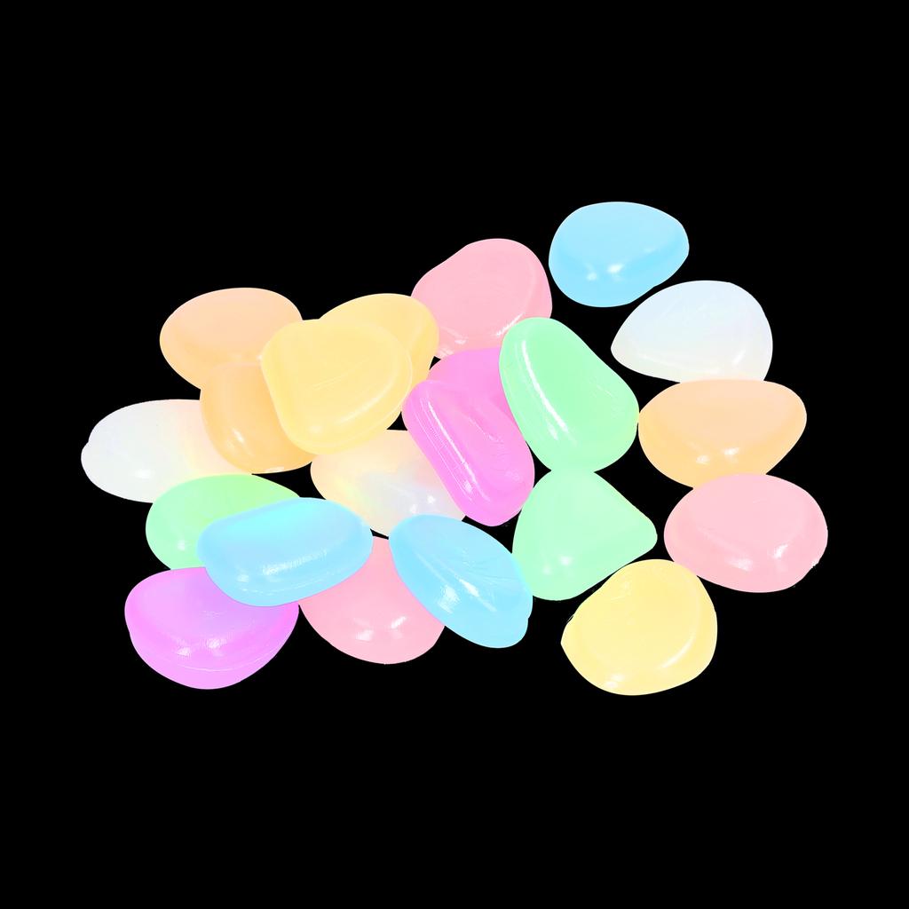 500pcs Artificial Fluorite Garden Pebbles for Walkways Aquarium Decor Plants Self Luminous Stones Glow in the Dark