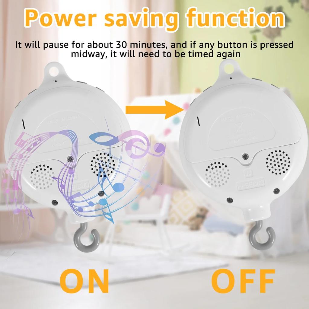 Baby Mobile Music Box Crib Mobile Motor with 3 Modes Volume Adjustable 35 Lullabies Baby Mobile Music Box for Bed Stroller