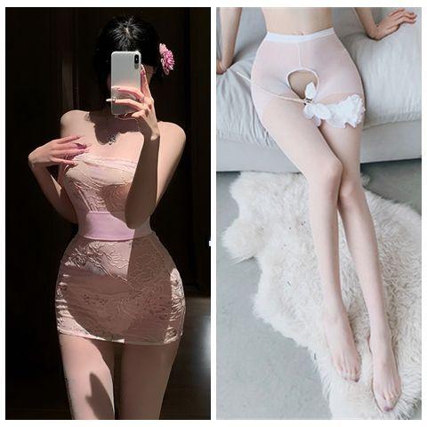 Tube top embroidery print perspective kimono suit sex underwear sexy hip wrap uniform sex underwear