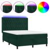 Box Spring Bed with Mattress & LED Lights Dark Green 140 x 190 cm Velvet