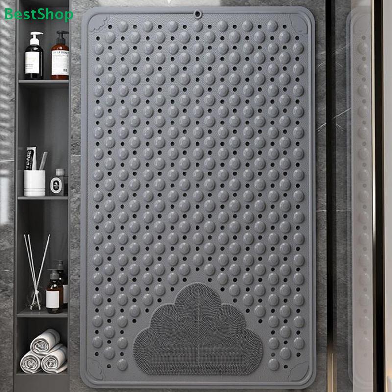 Non-Slip Silicone Bathroom Mat - Foot Massage Shower Mat, Water-Resistant Bathtub Floor Mat for Safety & Comfort