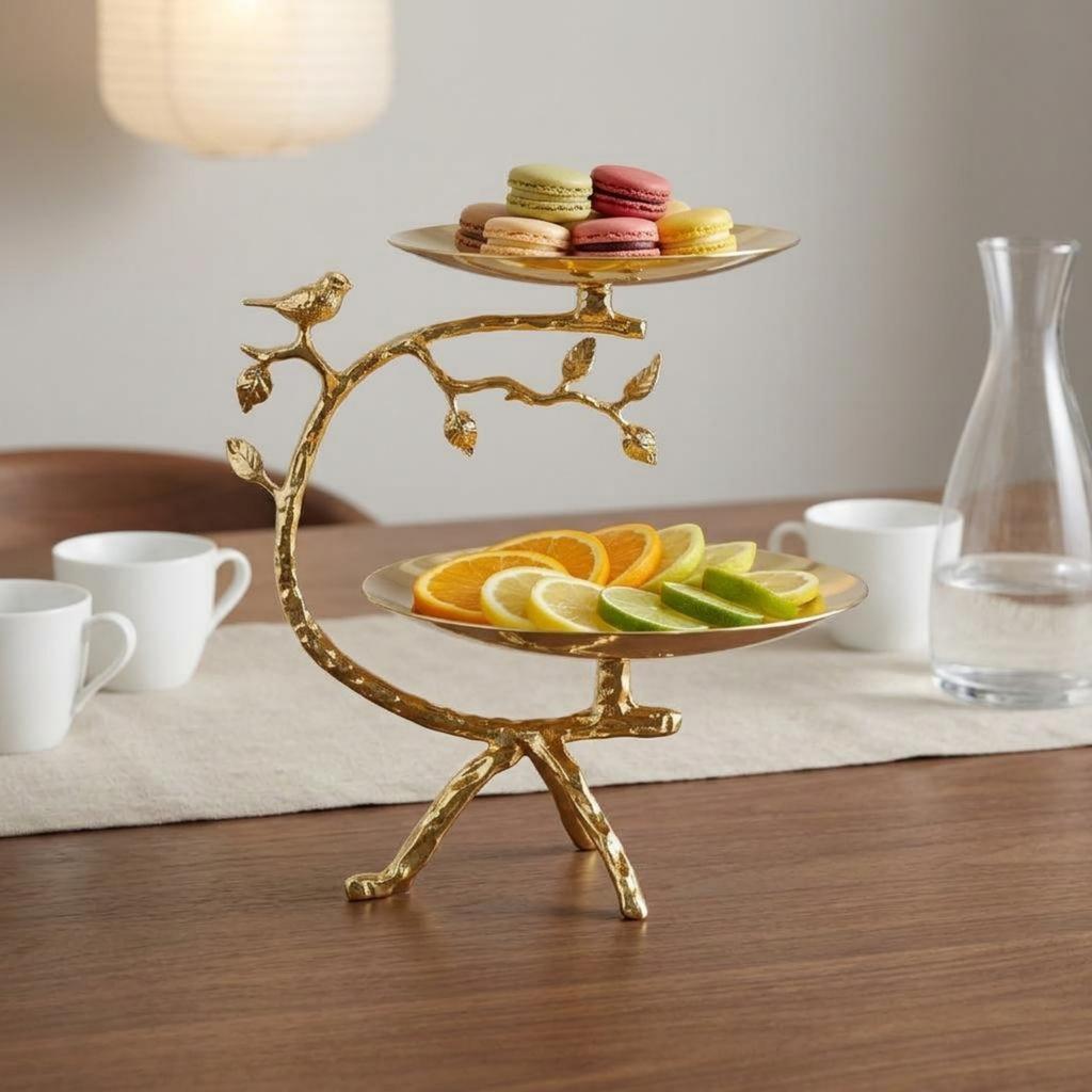 Double Layer Fruit Tray Creative Decorative Snack Plate Home Decor Modern Design Household Storage Easy To Clean for Living Room