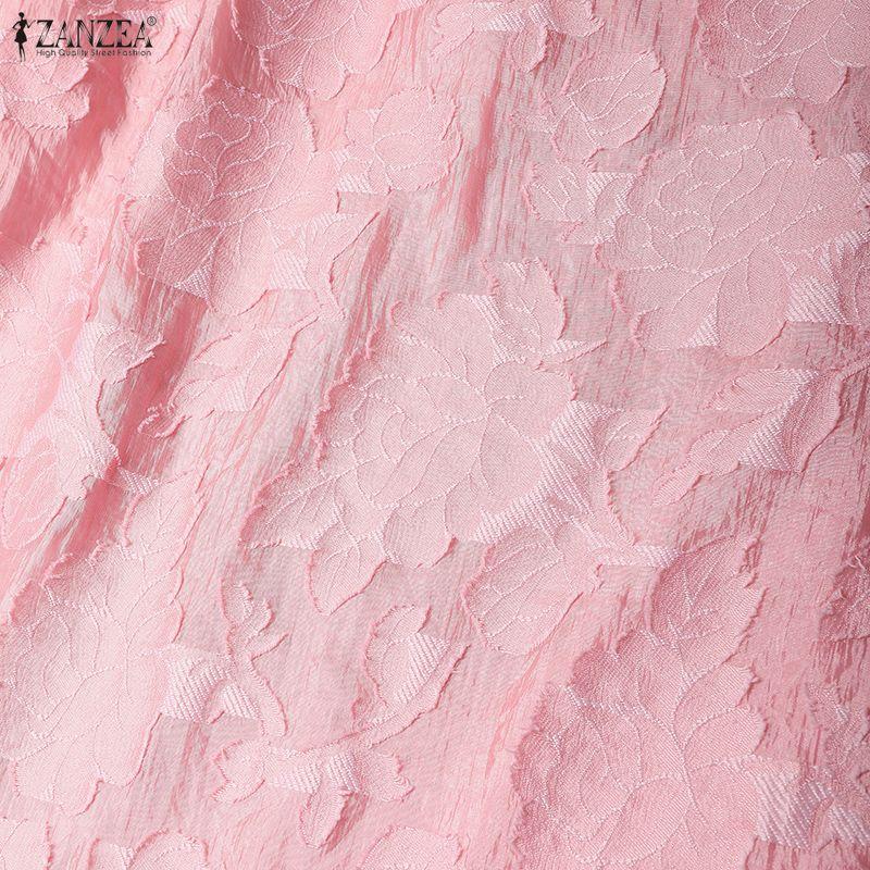 ZANZEA Women V-Neck Summer Short Sleeve Patchwork Lace Dress