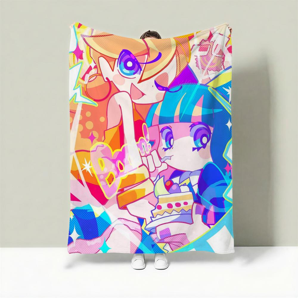 Anime P-Panty & Stocking with Garterbelt Throw Lightweight 240g Flannel Blanket Soft Skin-friendly for Summer Cooling