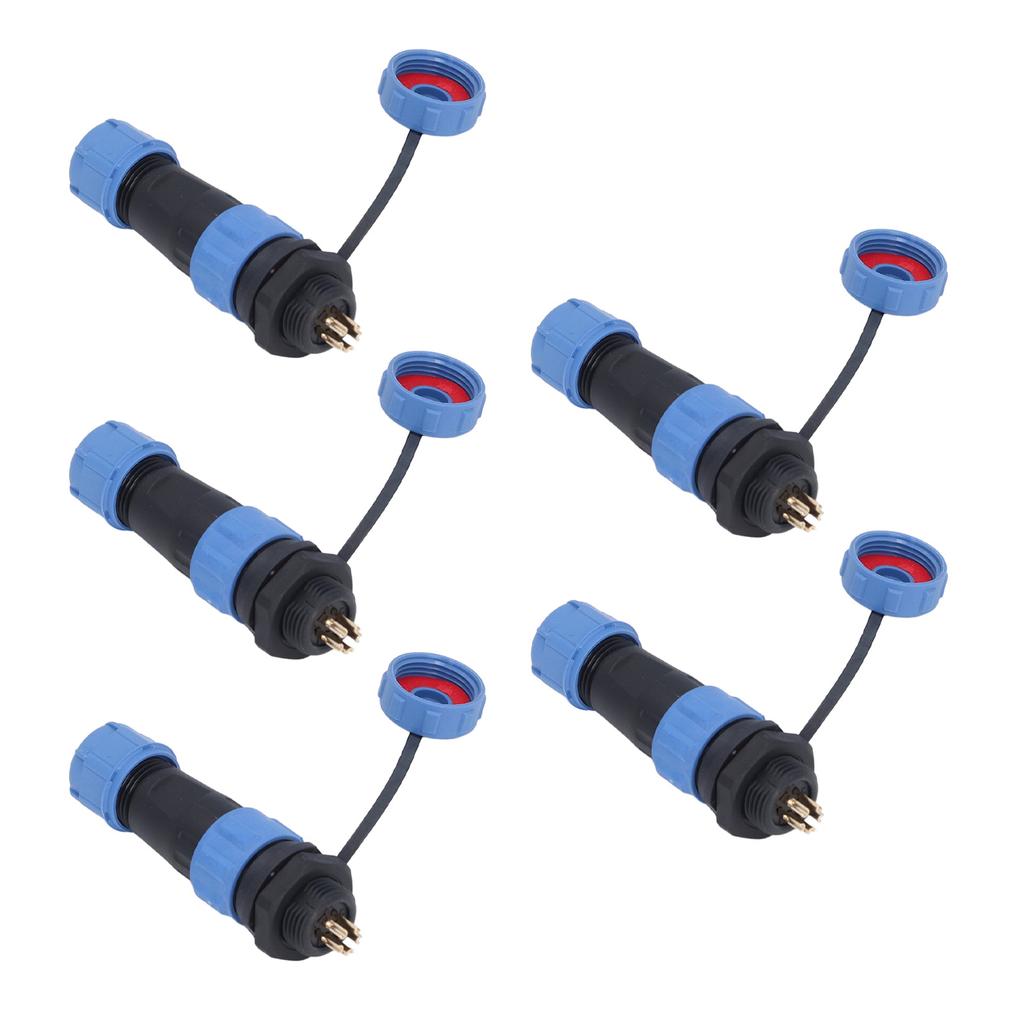 5PCS Industrial Electrical Power Cable Connector 5 Pin IP68 Waterproof Aviation Bulkhead Connector A
