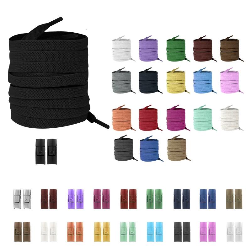 2PCS New Without Ties Elastic Laces No Tie Shoe Laces Press Lock Shoelaces Sneaker 8MM Widened Flat Shoelace for Shoes