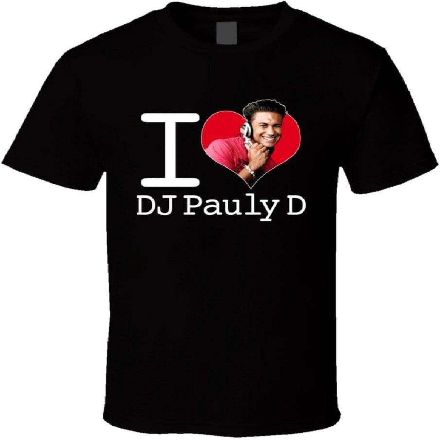 Stylish T-Shirt I Love Dj Pauly D Heart Music T Shirt Tee Cotton Graphic T Shirts Black S