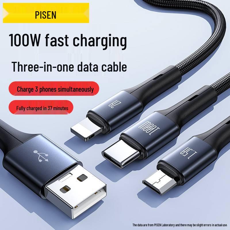 

Кабель сверхбыстрой зарядки PISEN 100 Вт 3-в-1 для мобильных телефонов и ноутбуков