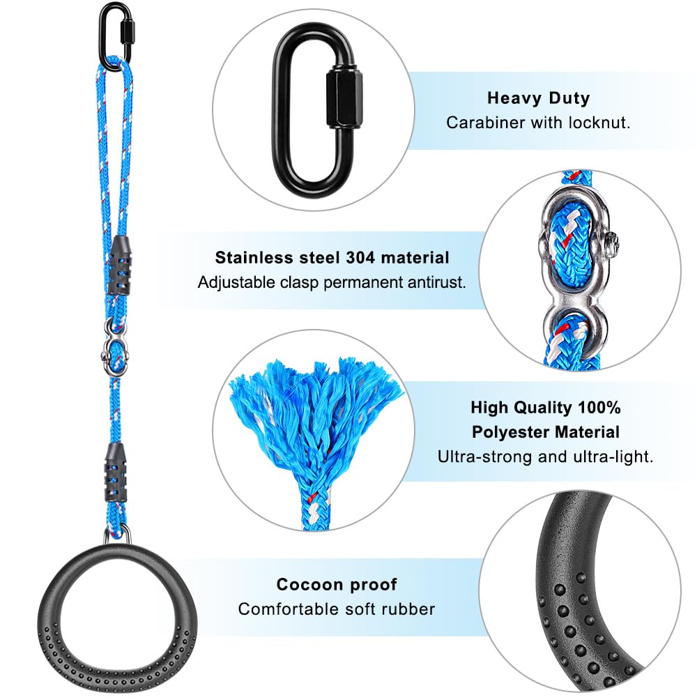 SELEWARE Rust Proof Soft Rubber Cocondo Proof Gymnastics Ring Fitness Ring Exercise Ring Gym Ring Climbing Ring Pack of 2 Non-Slip