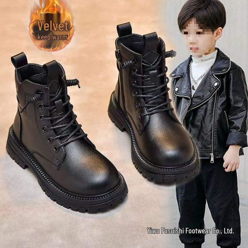 Stilvolle Kinder-Stiefel bis zur Wade aus Leder - Herbst/Winter Kollektion 2025 für Jungen und Mädchen, Warmes und Trendiges Ritter-Design.