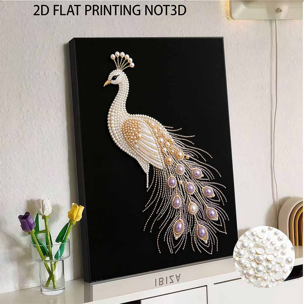 DIY Pearl Diamond Art Painting kits for Adult and Beginners, Majestic Peacock Sparkling Painting Craft Home Wall Decor Handmade Gift