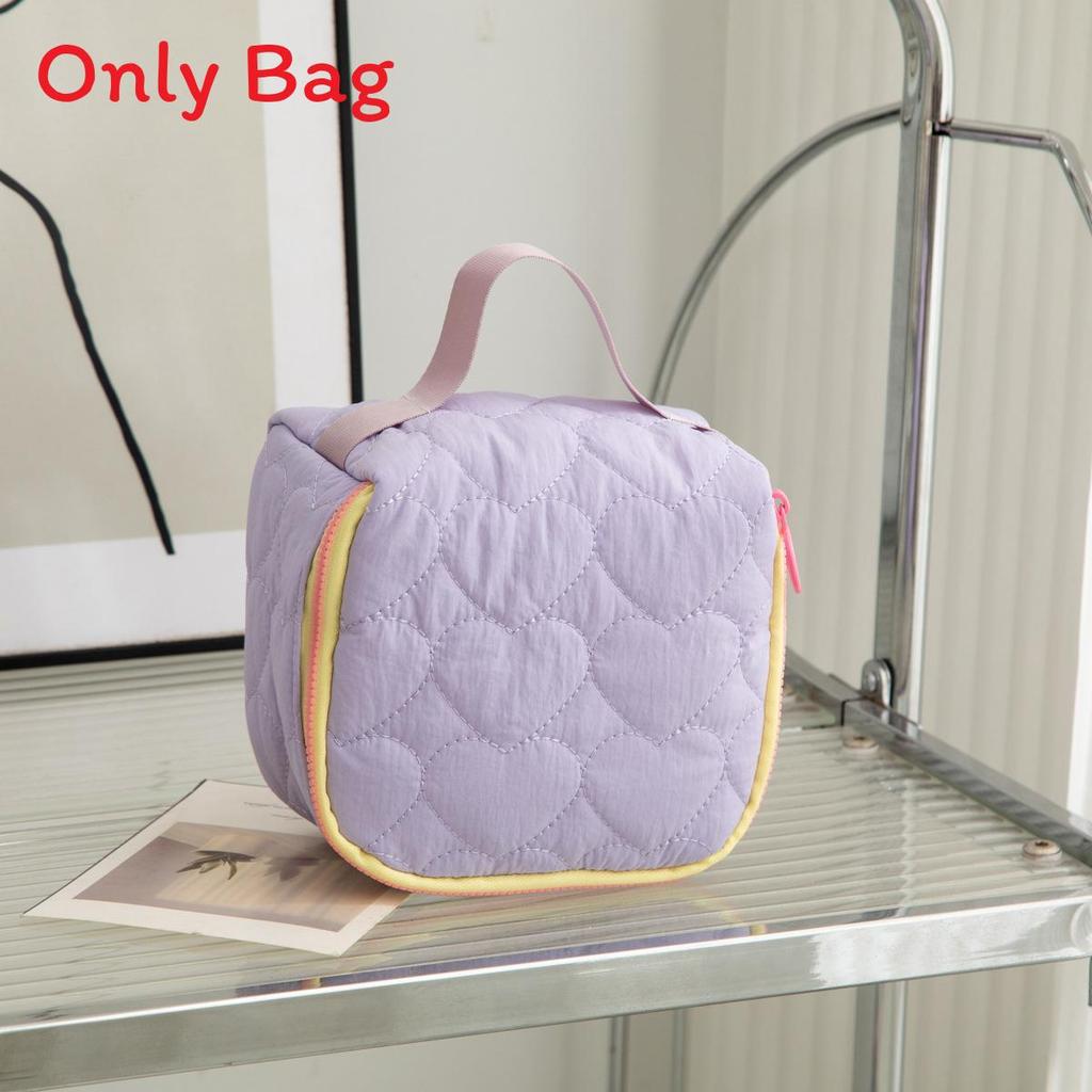 Cute Heart Pattern Makeup Bag With Breathable Polyester For Travel And Home Use