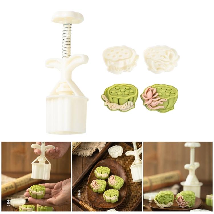 Flower Pattern Moon Cake Maker Mold MidAutumn Pastries Tool Cookie Dessert Cutter Hand Pressure Moon Cake Mold Easy Clean