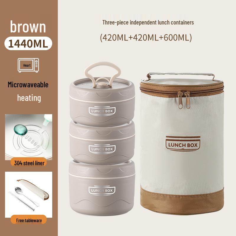 304 Stainless Steel Multi-Layer Insulated Lunch Box - Portable Bento for Students & Office Workers